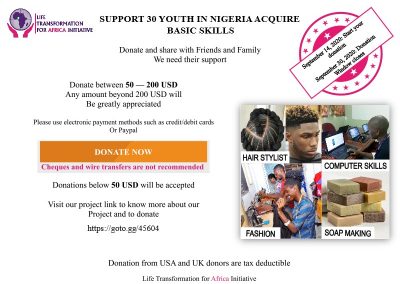 Support 30 Youth In Nigeria Acquire Basic Skills
